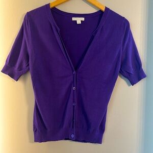 NY & Co Women's Purple Short-Sleeved Cardigan